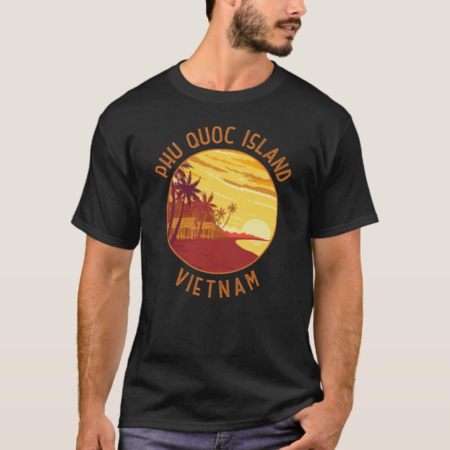 Phu Quoc Island Vietnam Retro Distress Circle T Shirt (Framsida)