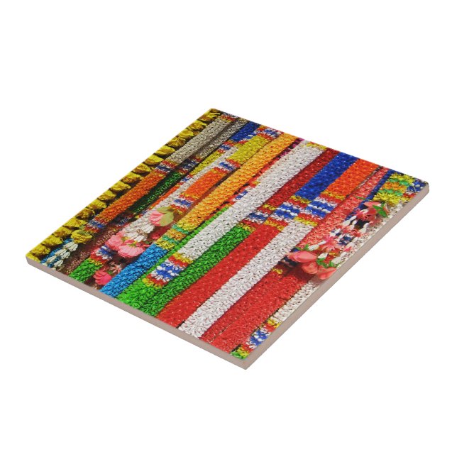 Phuang Maalai - Thai Blommigt Garland Kakelplatta (Sidan)