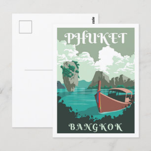 Phuket Bangkok Thailand Travel Ställe Illustration Vykort