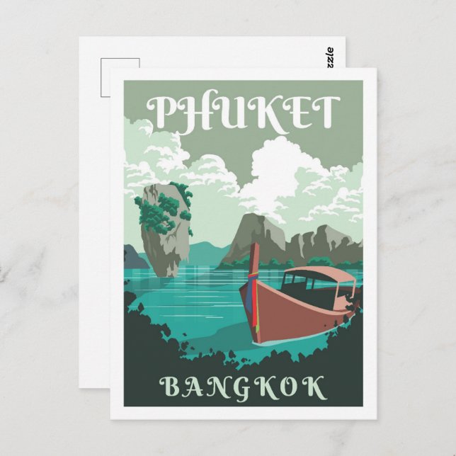 Phuket Bangkok Thailand Travel Ställe Illustration Vykort (Fram/baksida)