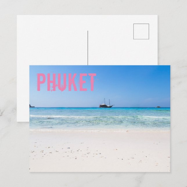 Phuket Beach Thailand souvenir Helg Vykort (Fram/baksida)
