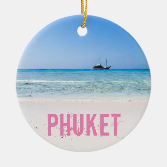 Phuket Beach Thailand souvenir Julgransprydnad Keramik (Framsidan)