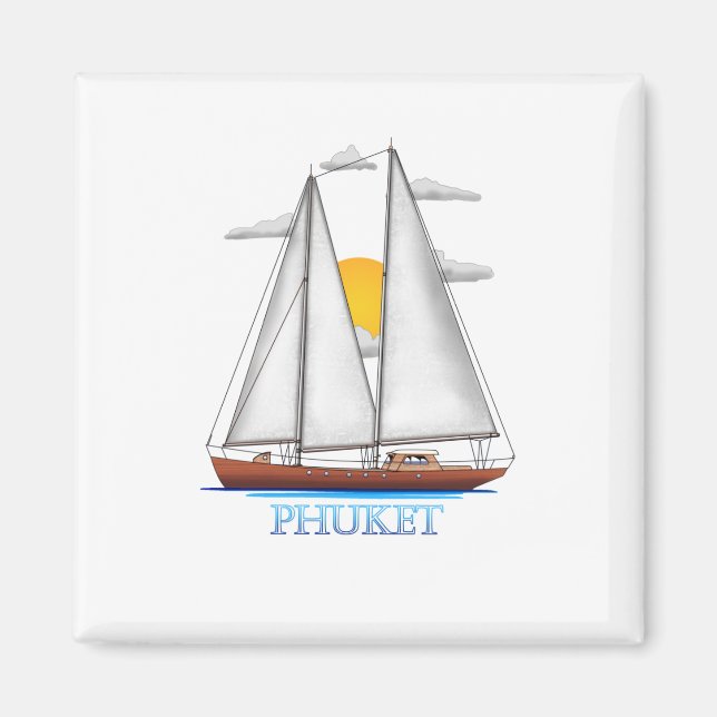 Phuket Coastal Nautical Sailing Sailor Magnet (Framsidan)