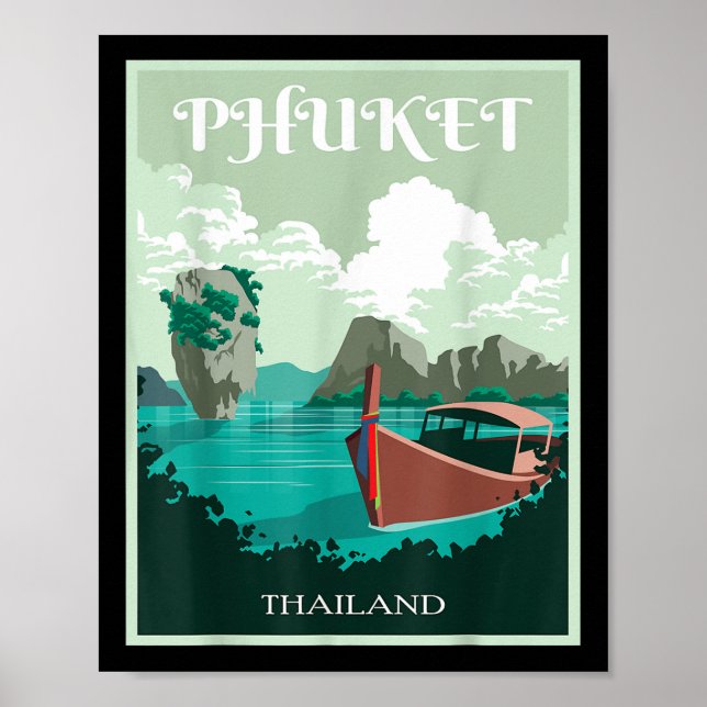 Phuket Longtailbåt Thailand Ö Samui Souvenir Poster (Framsidan)