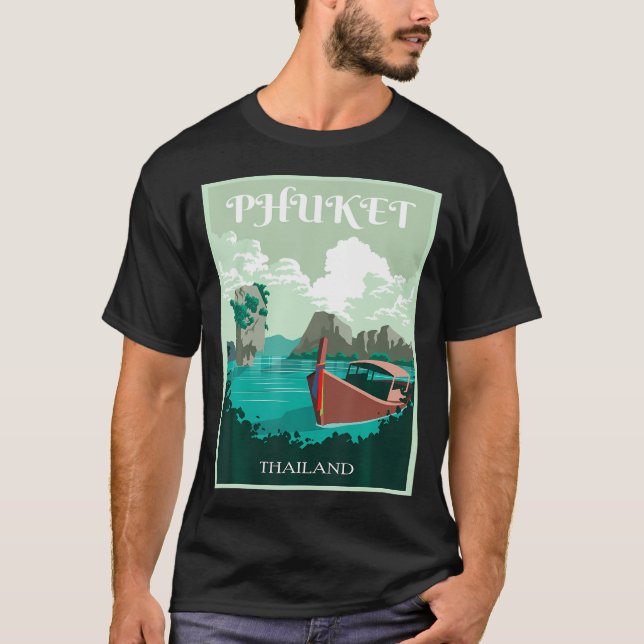 Phuket Longtailbåt Thailand Ö Samui Souvenir T Shirt (Framsida)