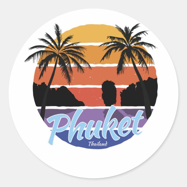 Phuket Sticker, Phuket Thailand Runt Klistermärke (Framsida)