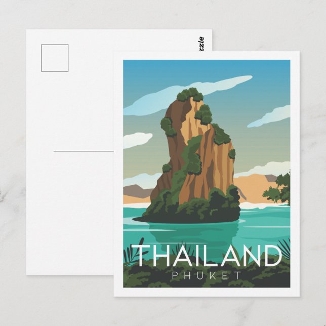Phuket Thailand Berömd Travel Ställe Illustration Vykort (Fram/baksida)