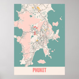 Phuket - Thailand Chalk City Karta Poster