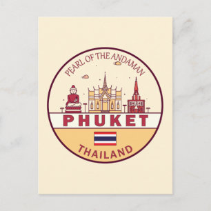 Phuket Thailand City Skyline Emblem Vykort