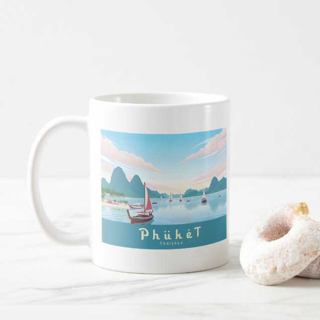 Phuket Thailand Pastel Travel Kaffemugg (Med munk)