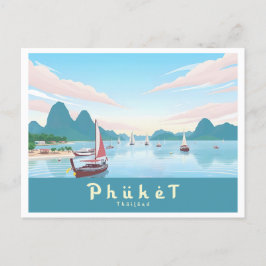 Phuket Thailand Pastel Travel Vykort