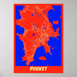 Phuket - Thailand Retro City Karta Poster