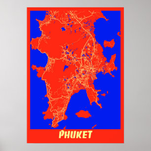 Phuket - Thailand Retro City Karta Poster