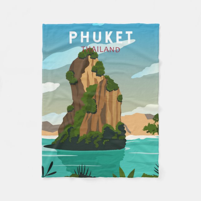 Phuket Thailand Retro Fleecefilt (Framsidan)