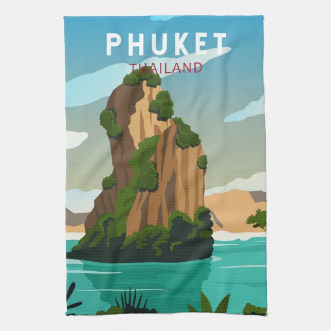 Phuket Thailand Retro Kökshandduk (Vertikal)