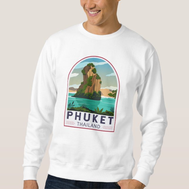 Phuket Thailand Retro Lång Ärmad Tröja (Framsida)