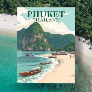 Phuket Thailand Strand Vintagekonst vykort