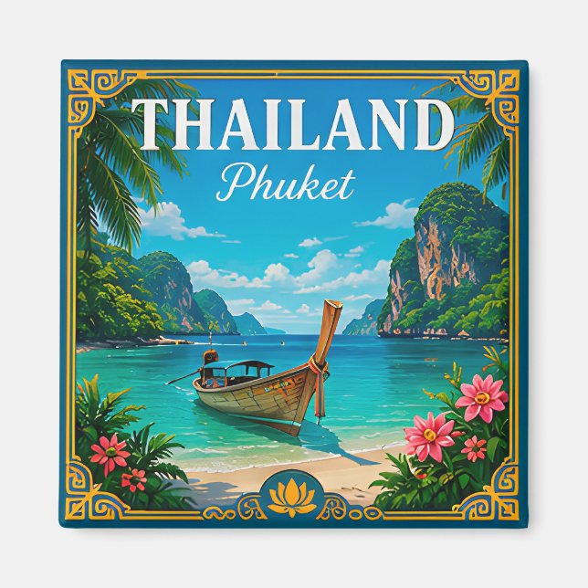 🌴 Phuket Thailand Strandminne Från Ötripplet  Magnet (Framsidan)