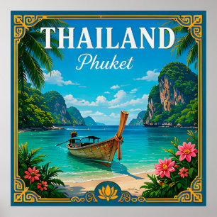 🌴 Phuket Thailand Strandminne Från Ötripplet Poster