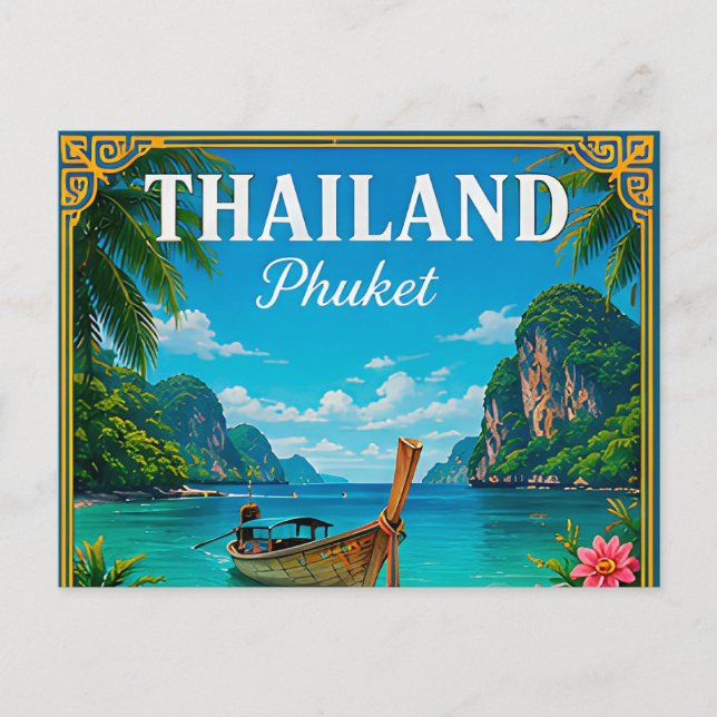 🌴 Phuket Thailand Strandminne Från Ötripplet  Vykort (Framsida)