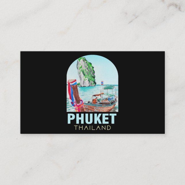 Phuket Thailand Travel Poster Summer Vacation Trav Visitkort (Framsida)