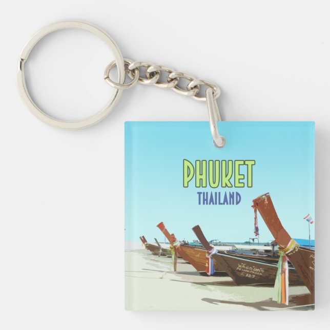 Phuket Thailand Tropical Beach Vintage Keychain (Framsidan)