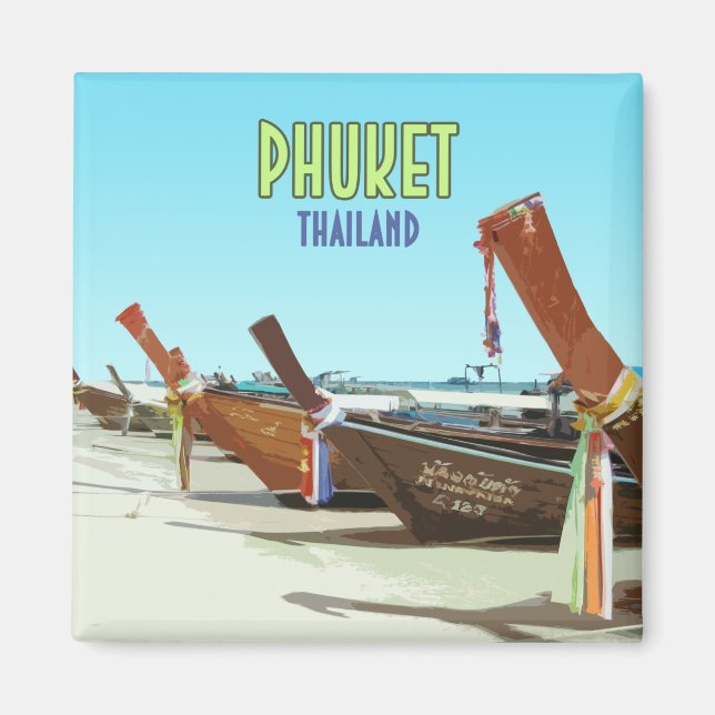 Phuket Thailand Tropical Beach Vintage Magnet (Framsidan)