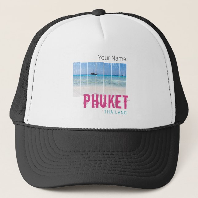 Phuket Thailand Vintage Beach Panorama Souvenir Keps (Framsida)