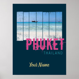 Phuket Thailand Vintage Beach Panorama Souvenir Poster