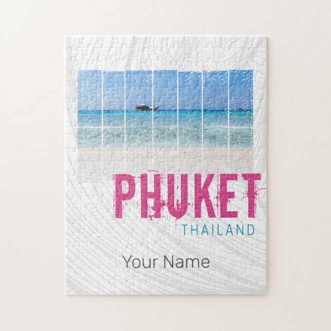 Phuket Thailand Vintage Beach Panorama Souvenir Pussel (Vertikal)