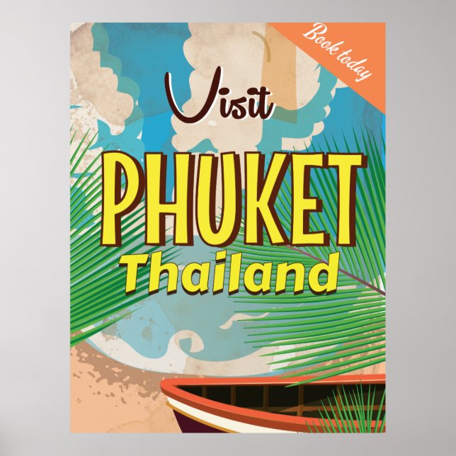 Phuket Thailand vintage resemål Poster (Framsidan)