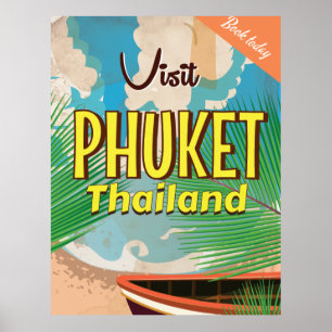 Phuket Thailand vintage resor poster