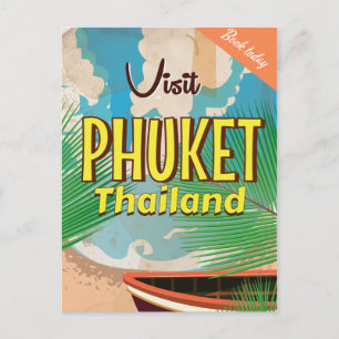 Phuket Thailand vintage resor poster Vykort