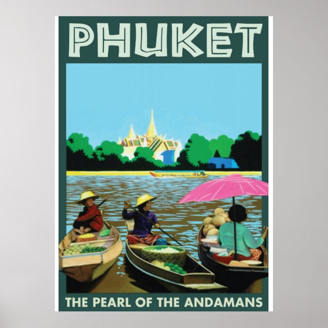 Phuket vintage resa affisch. poster (Framsidan)