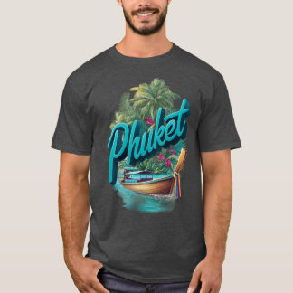 Phuketropicalhailand design med långsvansad båt ku t shirt