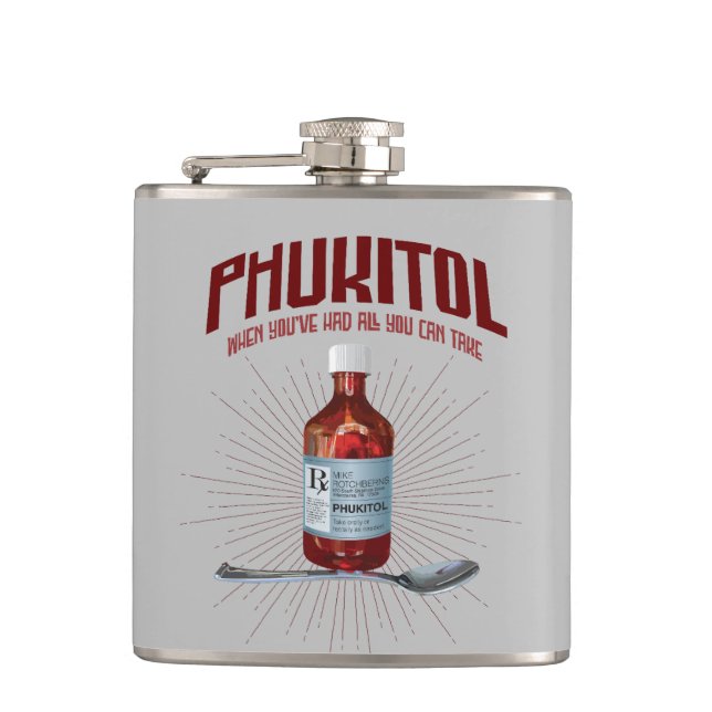 Phukitol - lustig frustrationsläkemedel fickplunta (Framsidan)
