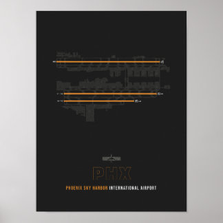 PHX - Phoenix Himlar Harbour Airport Runway Diagra Poster