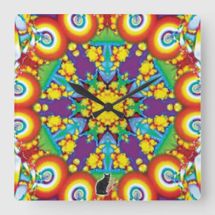 Phyletic Kaleidoscope Fyrkantig Klocka