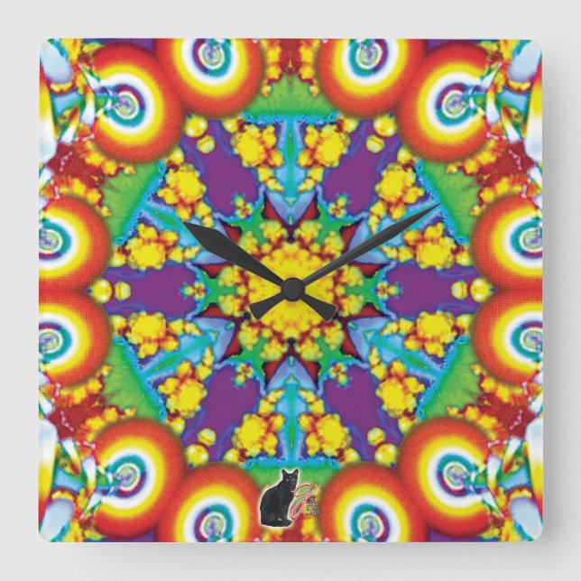 Phyletic Kaleidoscope Fyrkantig Klocka (Framsida)