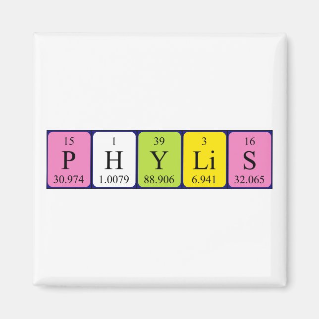 Phylis periodisk bord namn magnet (Framsidan)