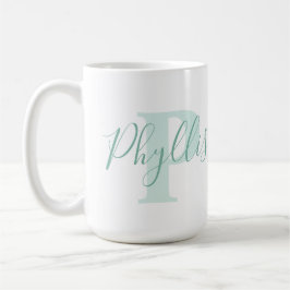 Phyllis namn betyder och P monogram grönt text Kaffemugg