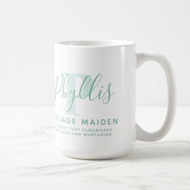 Phyllis namn betyder och P monogram grönt text Kaffemugg (Höger)