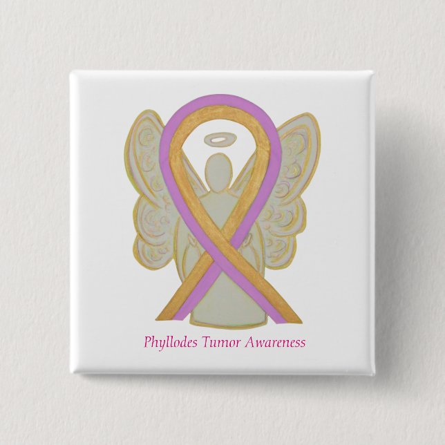 Phyllodes Tumor Angel Awareness Ribbon Button Stif Knapp (Framsida)