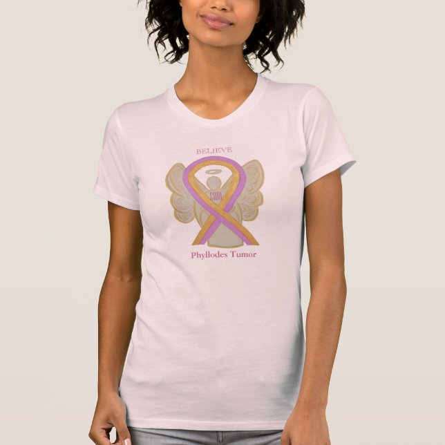 Phyllodes Tumor Awareness Ribbon Angel Art Shirts Tee Shirt (Framsida)