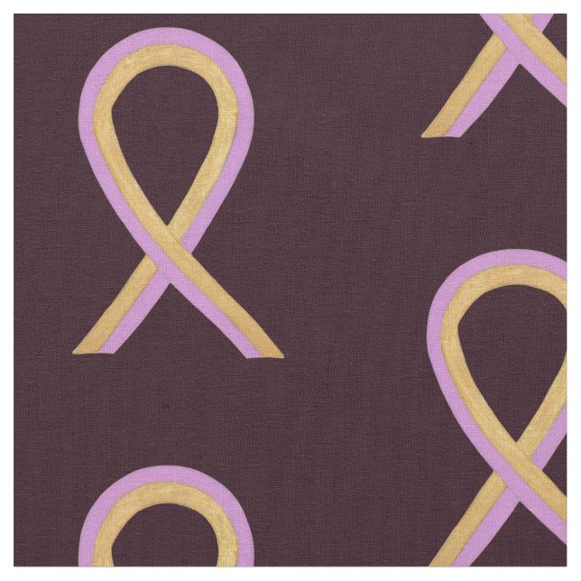 Phyllodes Tumor Rosa & Guld Cancer Ribbon Fabric Tyg (Närbild)