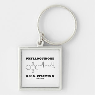 Phylloquinone A.K.A. vitamin K (den kemiska Fyrkantig Silverfärgad Nyckelring