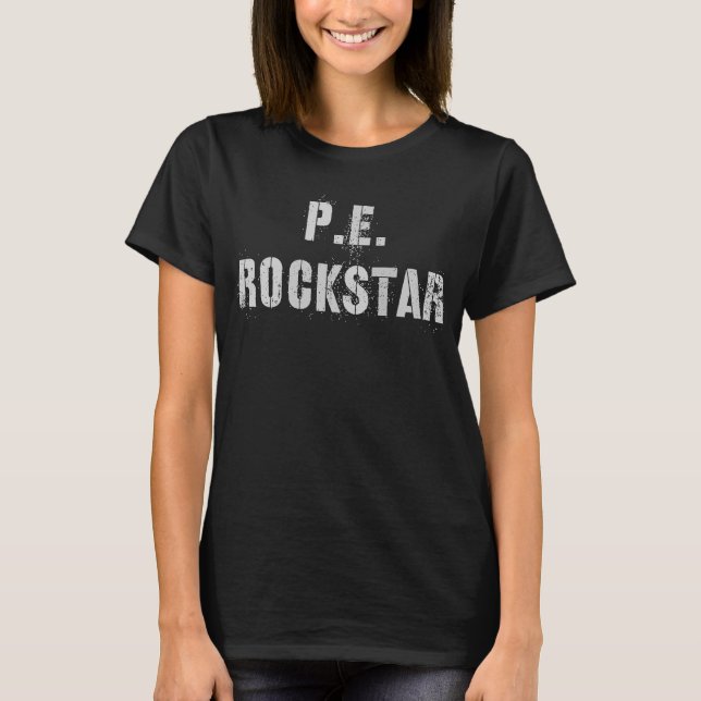 Phys Ed Teacher I Prefer P E ROCKSTAR Tillbaka til T Shirt (Framsida)