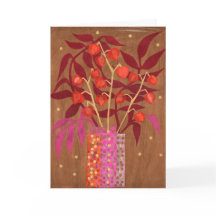 Physalis Kinesisk Lanterns Papper Collage Blommigt