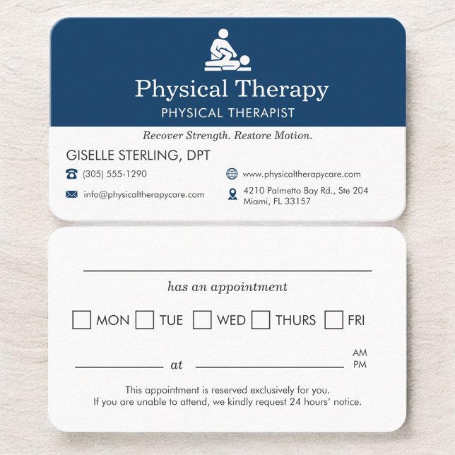 Physical Therapist Scheduling Reminder Visitkort (Skapare uppladdad)