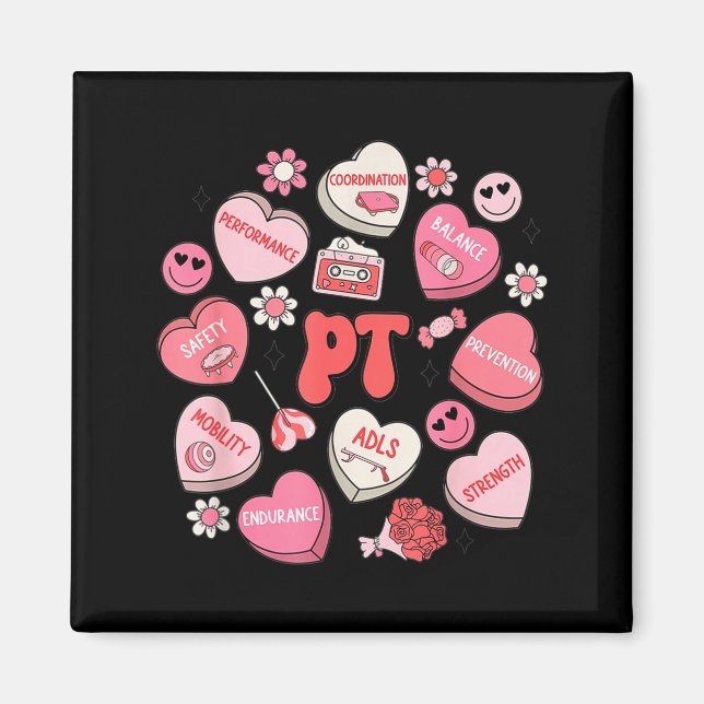 Physical Therapy Groovy Valentine's Day Heart Cand Magnet (Framsidan)